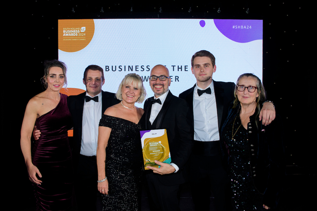 Photograph of PSP collecting Business of the year South Holland Business Awards 2024